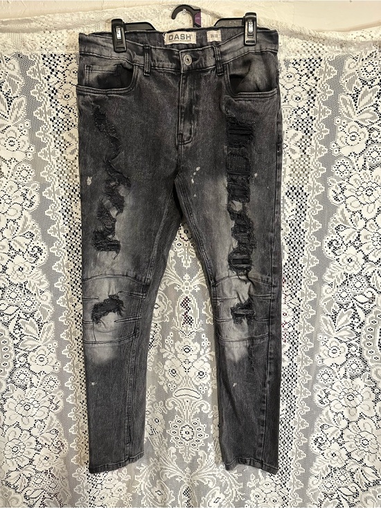Dash Other - Dash Men’s Black Washed Ripped Skinny Jeans